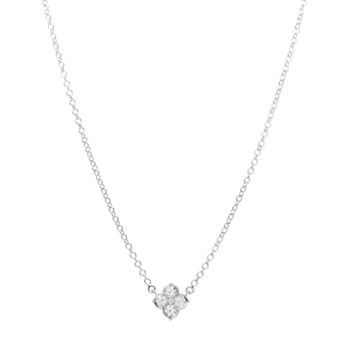 18K White Gold Diamond .41ctw Hindu Floral Pendant Necklace