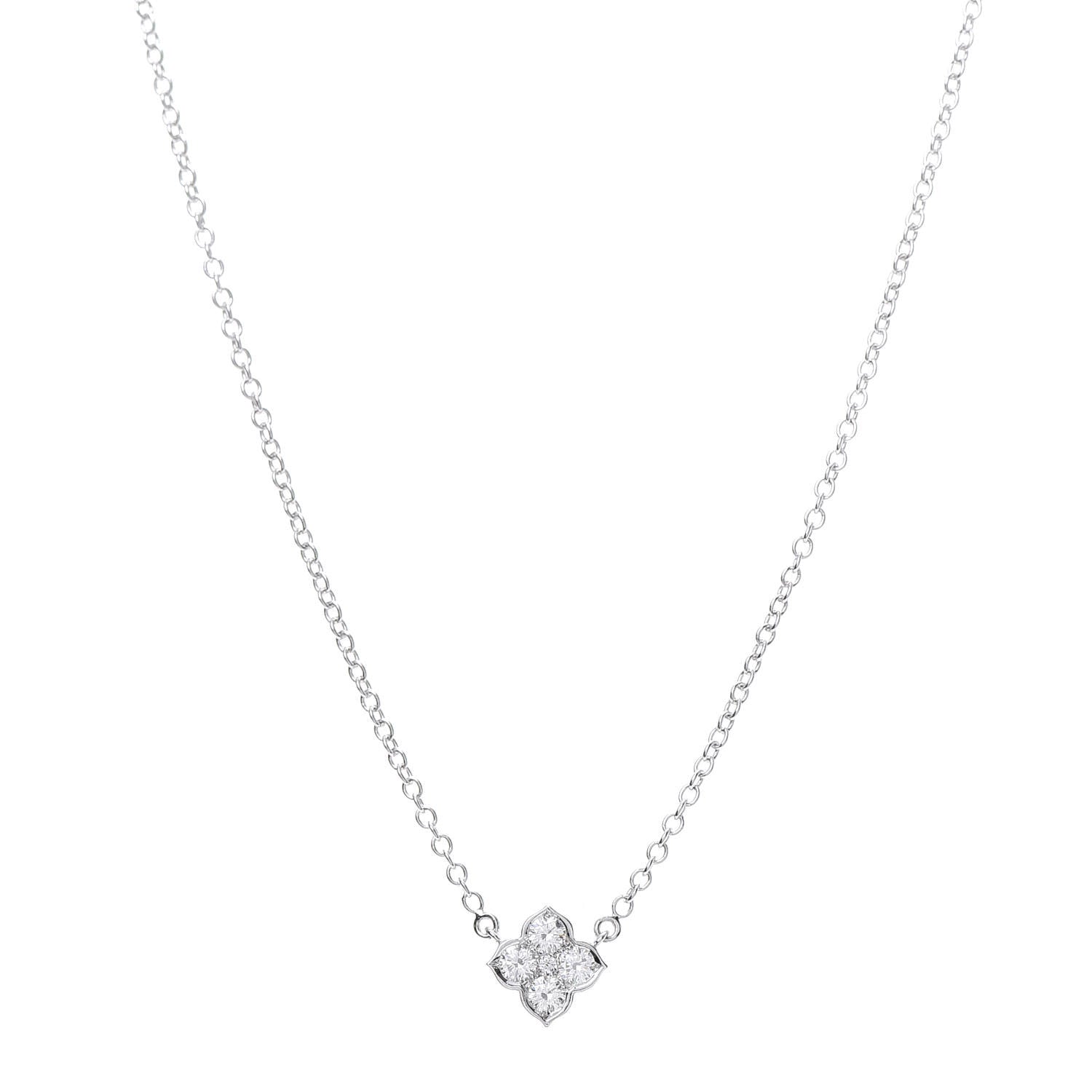 Cartier 18K White Gold Diamond .41ctw Hindu Floral Pendant Necklace 1 of 6