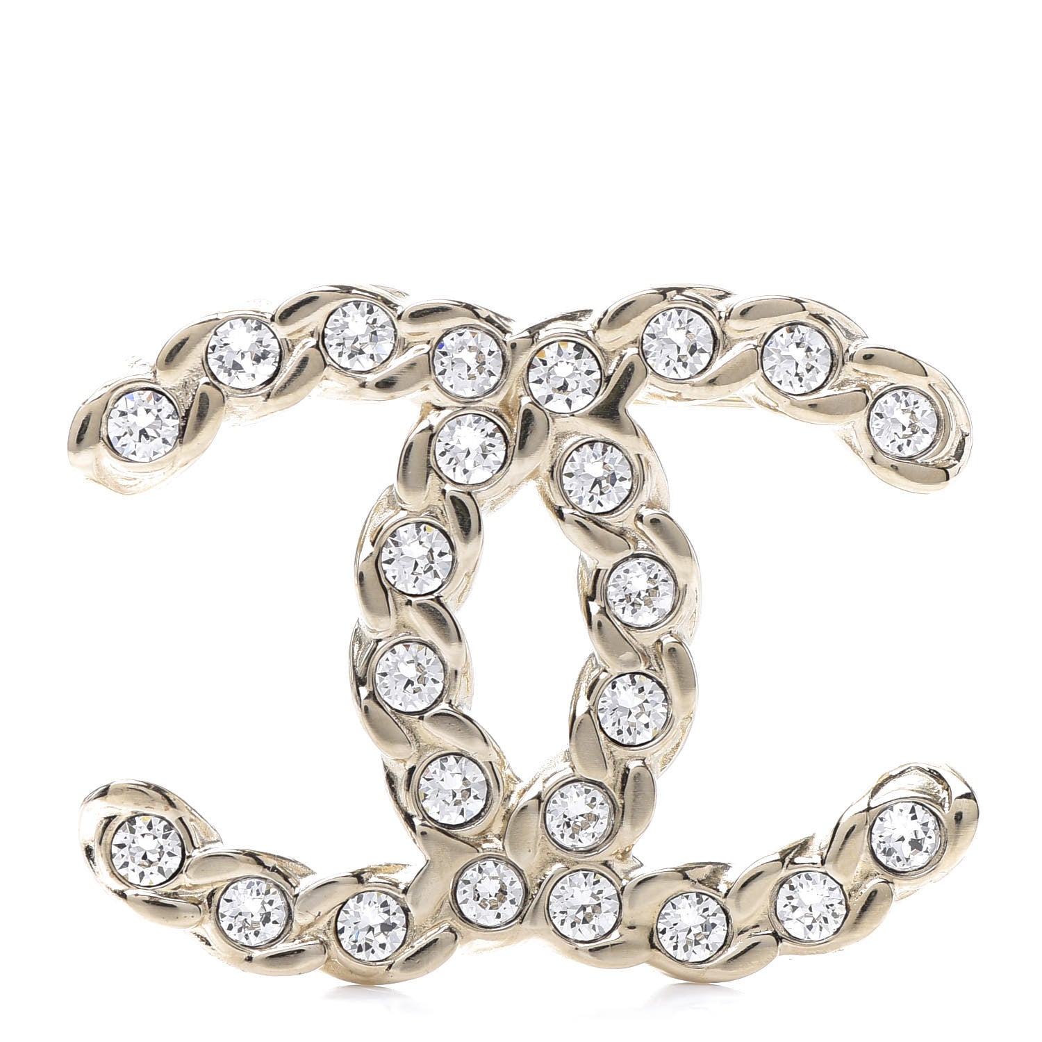 Chanel Crystal Pearls Coronation CC Brooch Gold 1 of 5