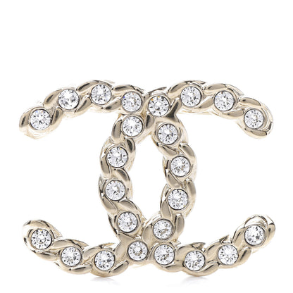 Chanel Crystal Pearls Coronation CC Brooch Gold 1 of 5