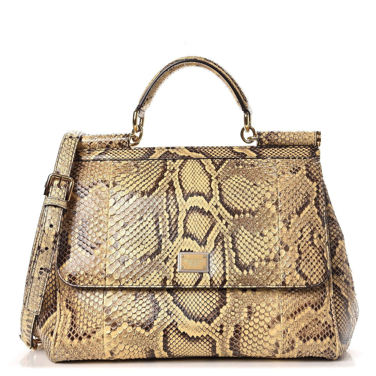 Dolce & Gabbana Python Large Miss Sicily Satchel Beige 1 of 11