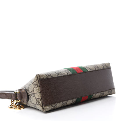 Gucci GG Supreme Monogram Textured Dollar Calfskin Web Small Ophidia Dome Shoulder Bag Beige Ebony New Acero 4 of 11
