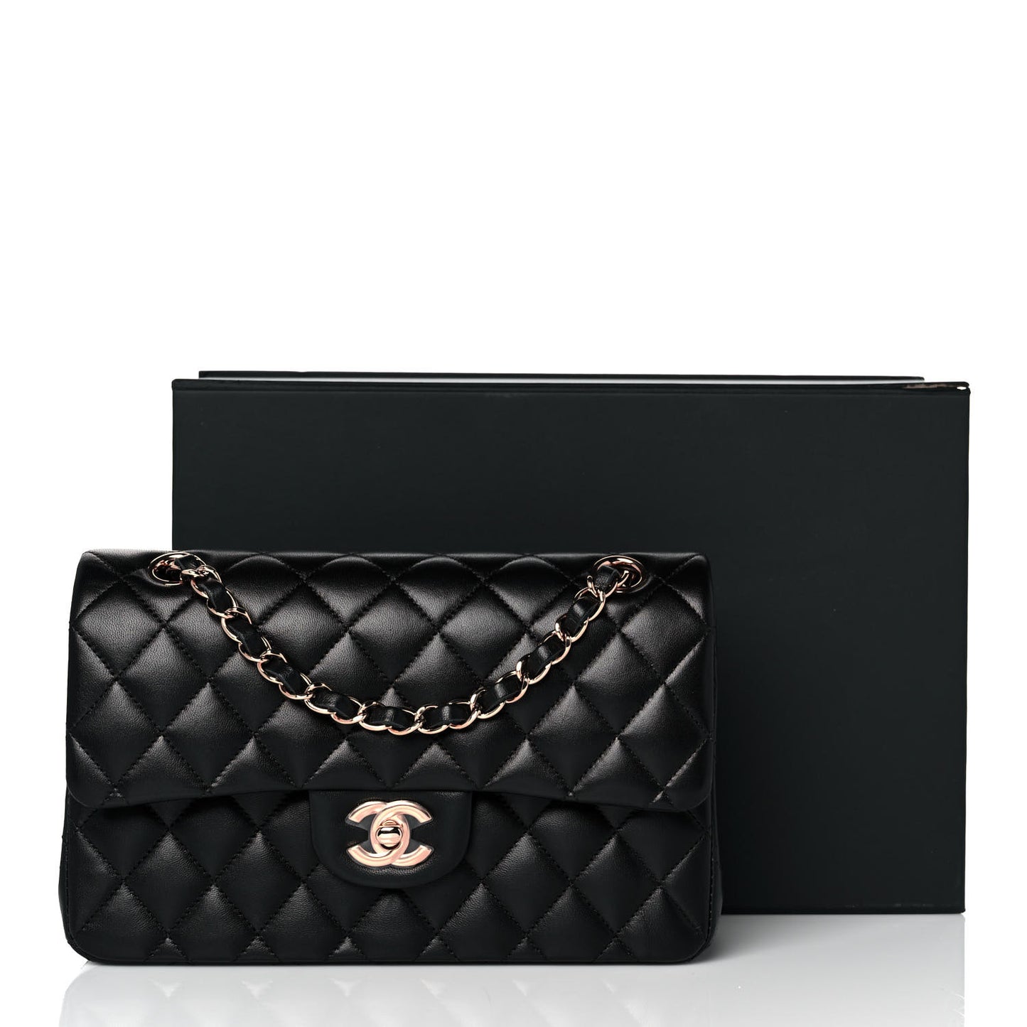 Lambskin Quilted Small Double Flap Black