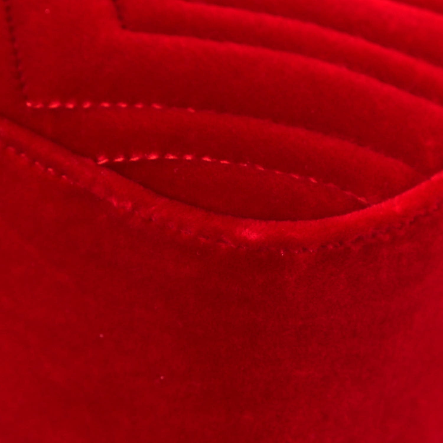 Gucci Velvet Matelasse Small GG Marmont Chain Shoulder Bag Hibiscus Red 10 of 12