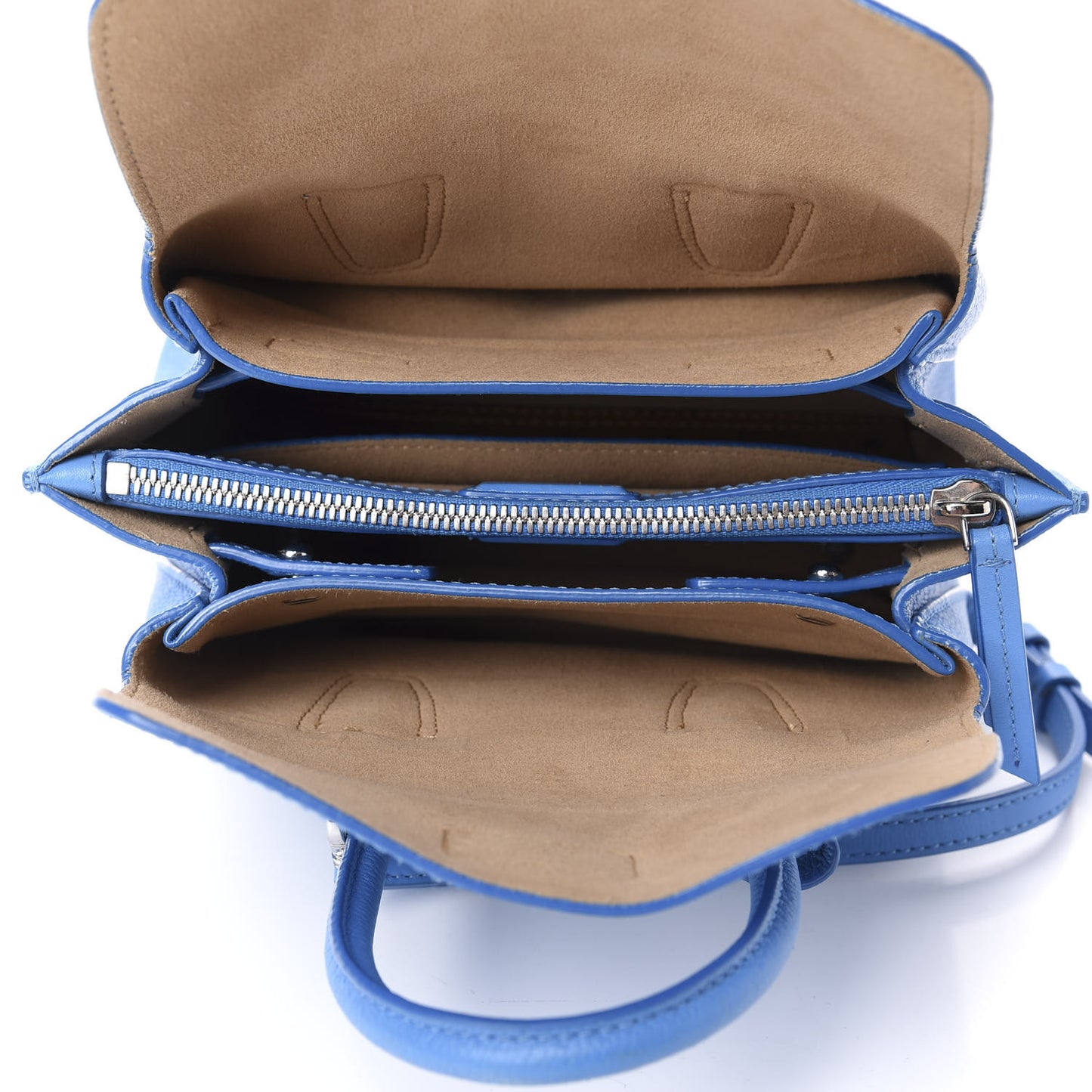 Grained Calfskin Mini Milla Tote Mediterranean Blue
