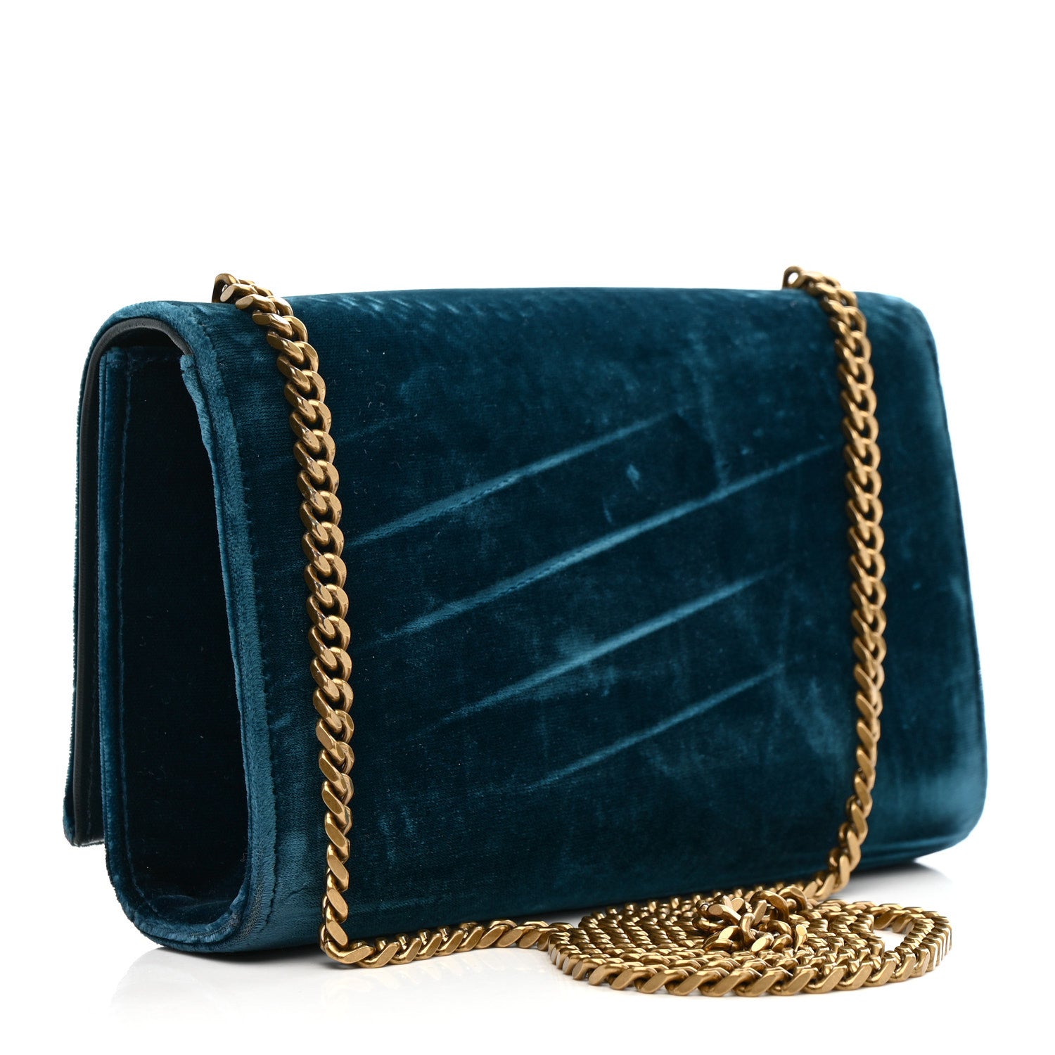 Saint Laurent Velvet Small Classic Monogram Kate Tassel Satchel Blue 3 of 21