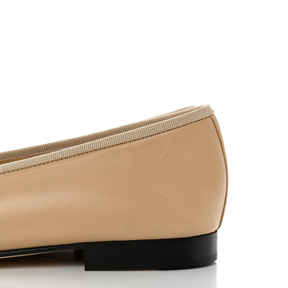 Chanel Lambskin Cap Toe CC Ballerina Flats 37 Beige Black 9 of 10