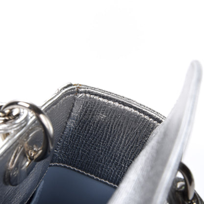Christian Dior Metallic Grained Calfskin Cannage Small Lucky Badges My Lady Dior Silver 8 of 11