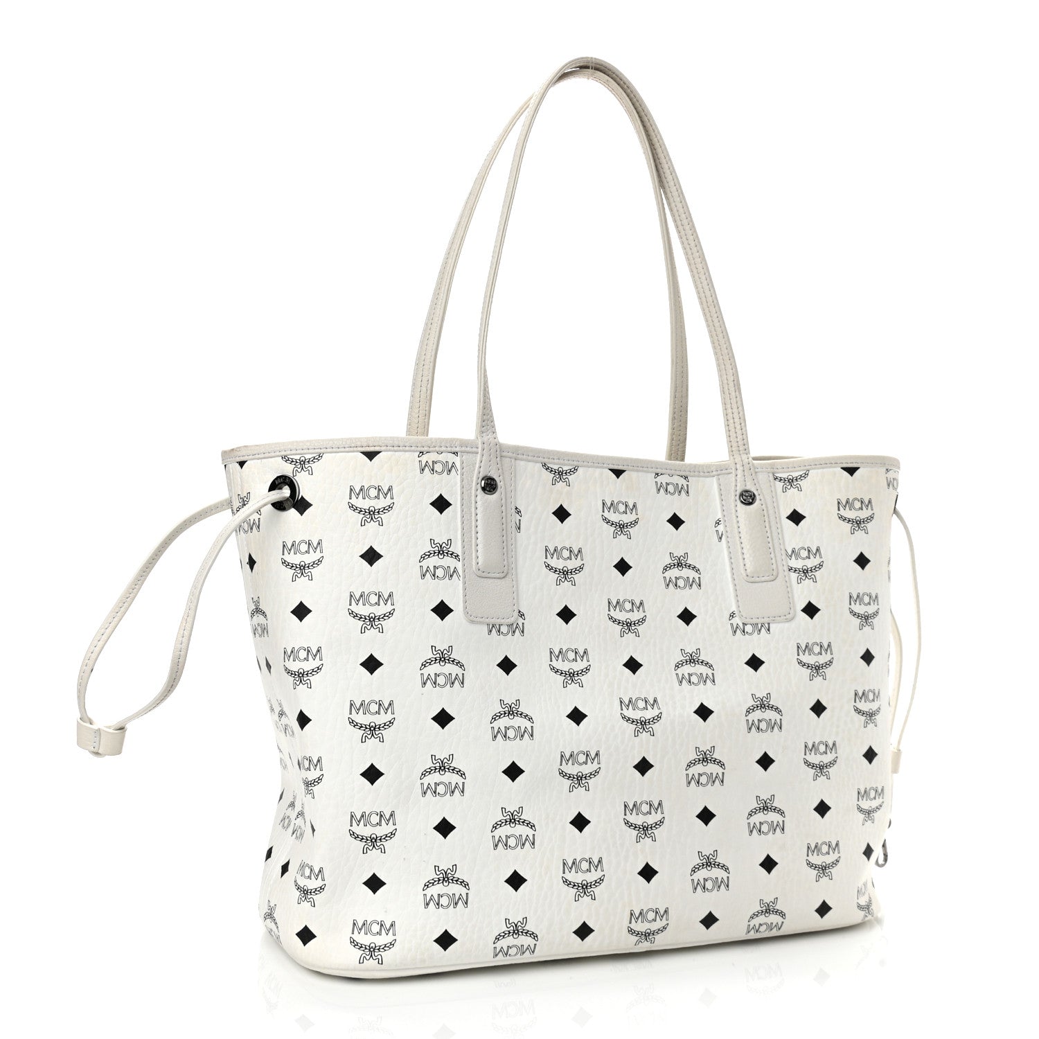 MCM Visetos Medium Liz Reversible Shopper Tote White 4 of 20