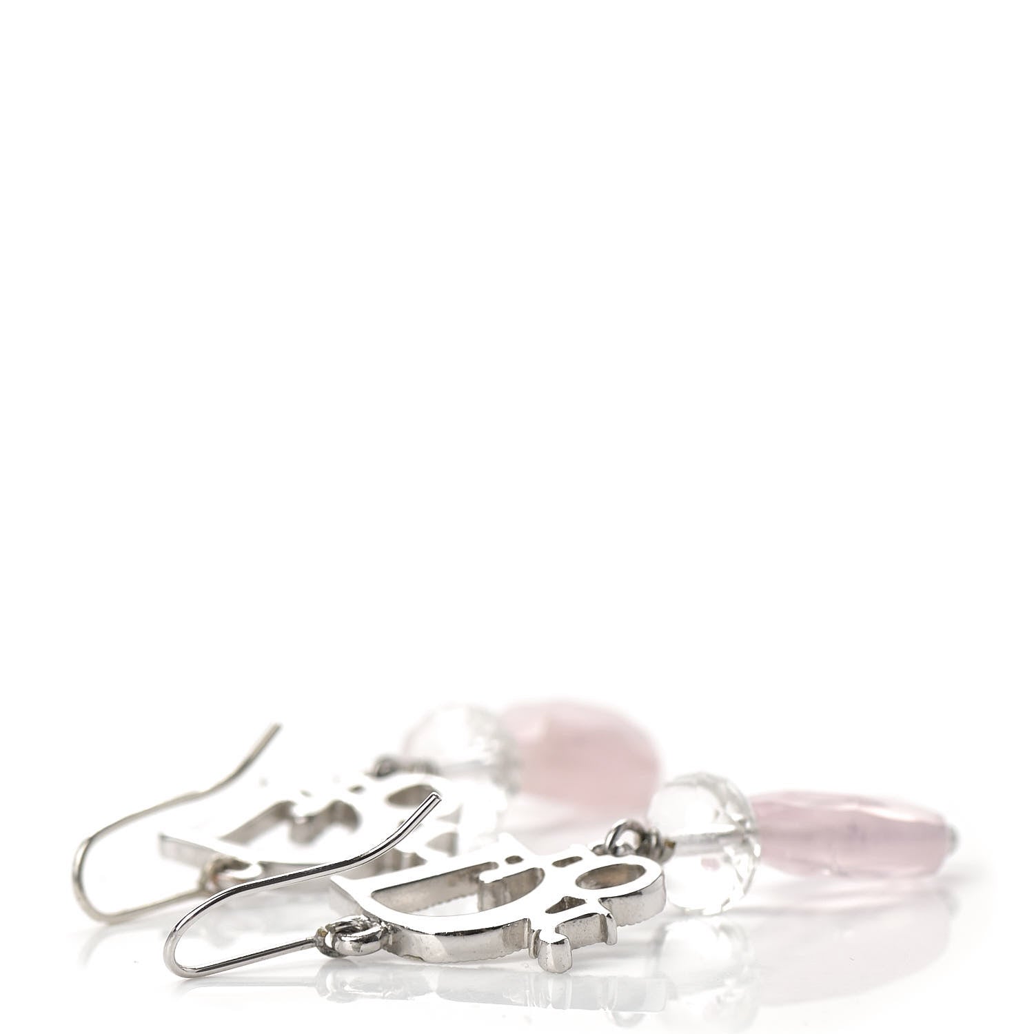 Christian Dior Swarovski Crystal Logo Drop Earrings Rose 3 of 5