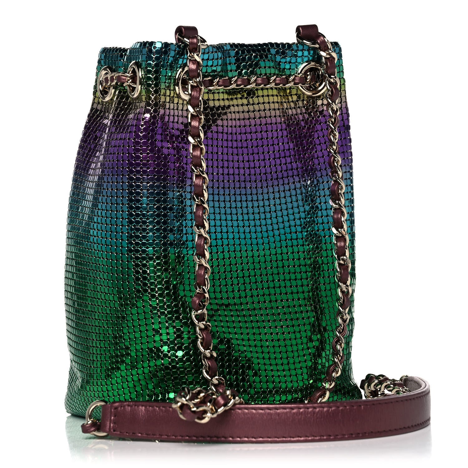 Chanel Faded Metallic Mesh Mini Bucket Bag Multicolor 3 of 10