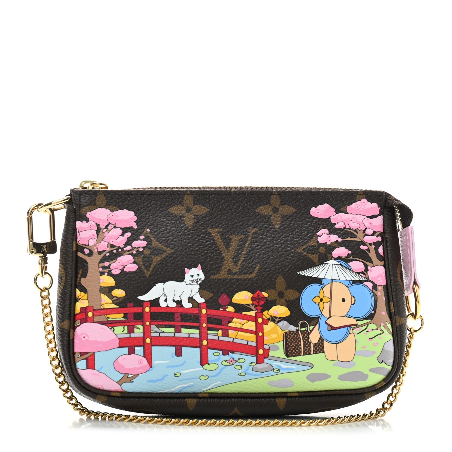 Louis Vuitton Monogram 2021 Christmas Animation Japanese Garden Mini Pochette Accessories Wisteria Pink 1 of 7
