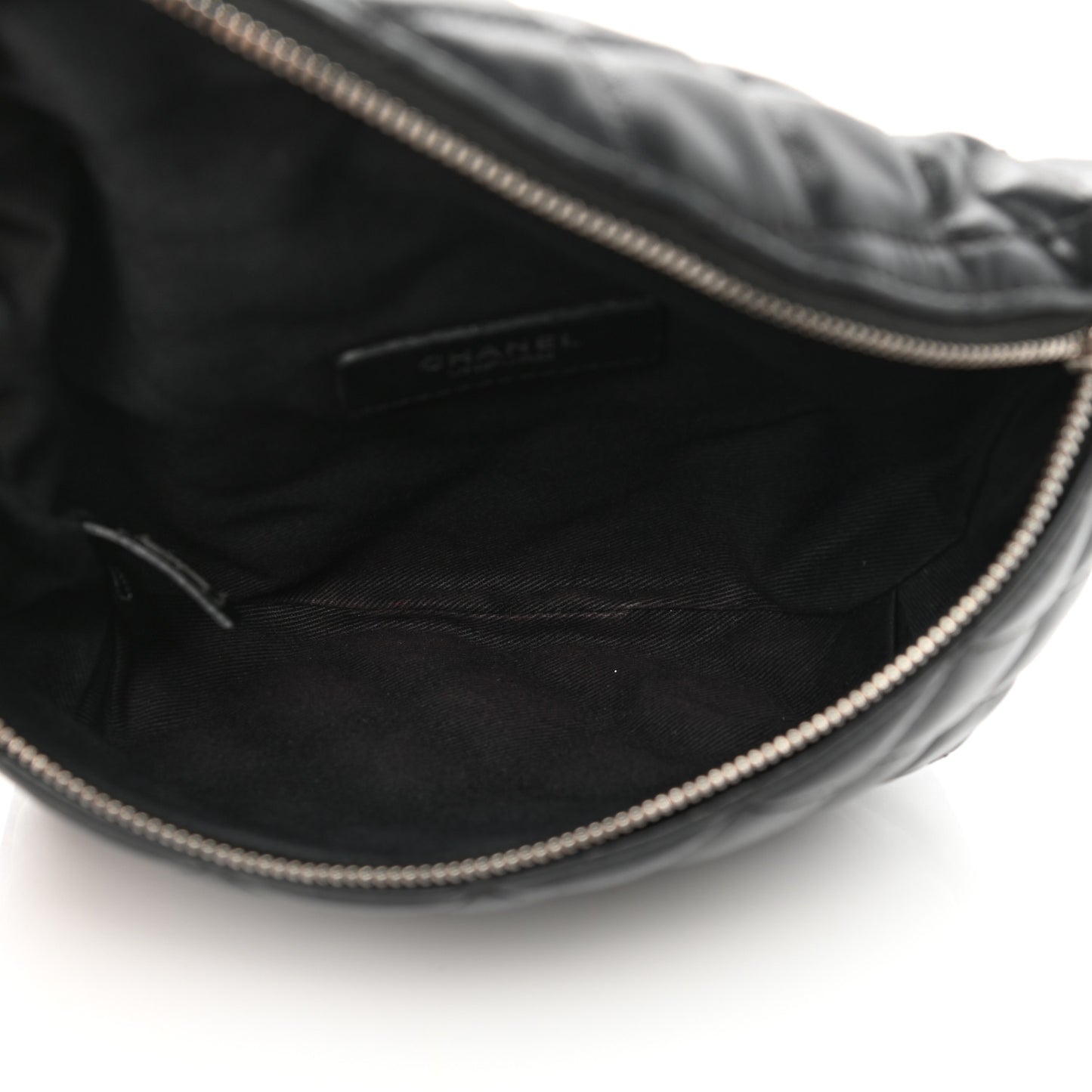 Lambskin Quilted Waist Belt Bag Black