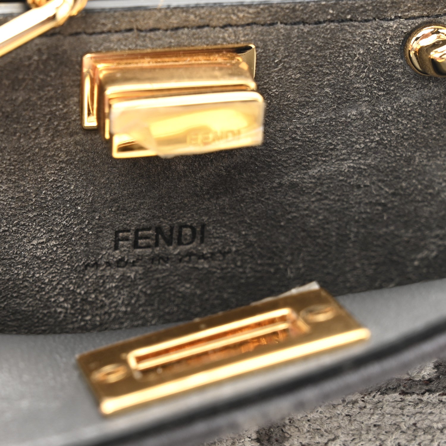 Fendi Fabric Calfskin Nano Peekaboo Maxi Handle Satchel Anthracite Asfalto 13 of 21