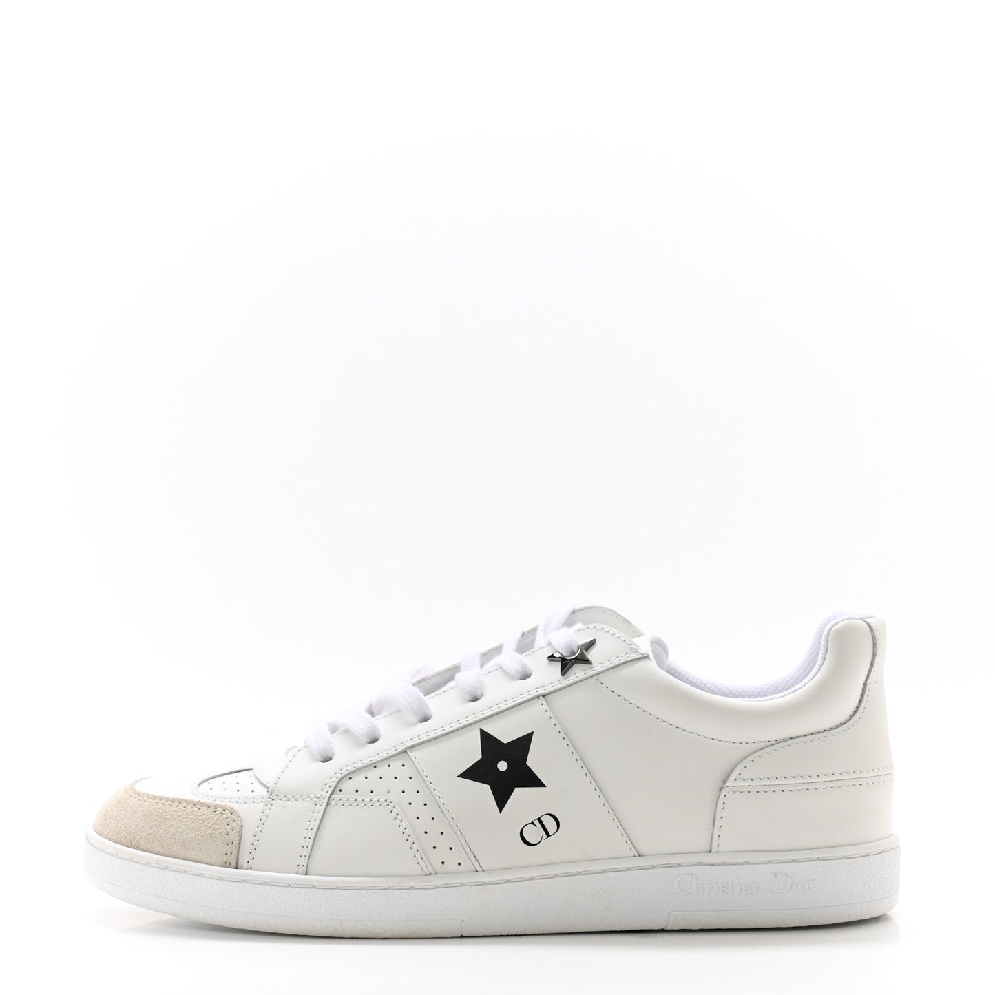 Calfskin Suede Dior Star Low Top Sneakers 36 White Black