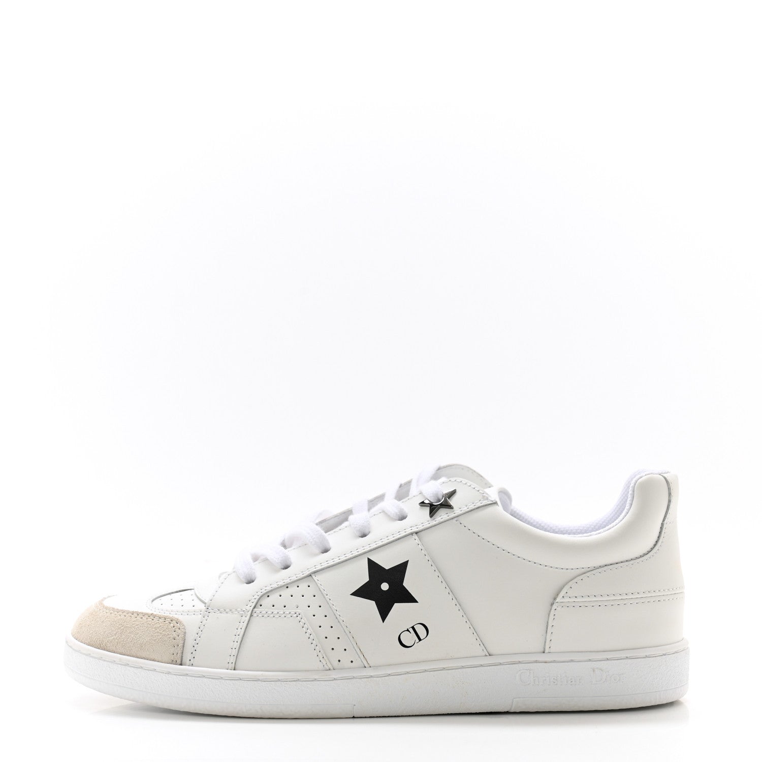 Christian Dior Calfskin Suede Dior Star Low Top Sneakers 36 White Black 1 of 10