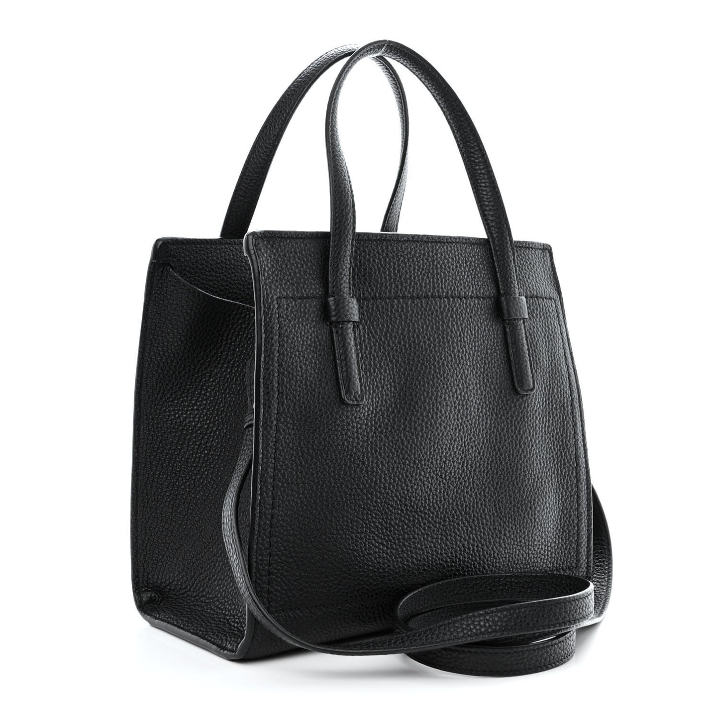 Hammered Calfskin Double Handle Small Amy Tote Black