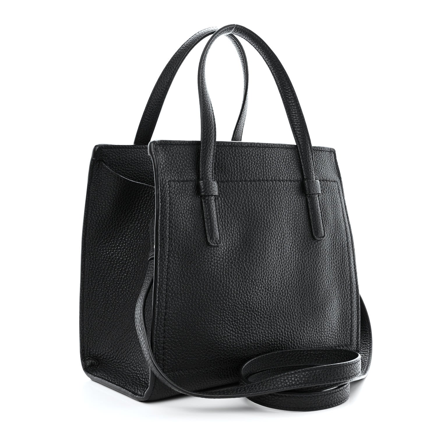 Salvatore Ferragamo Hammered Calfskin Double Handle Small Amy Tote Black 3 of 10