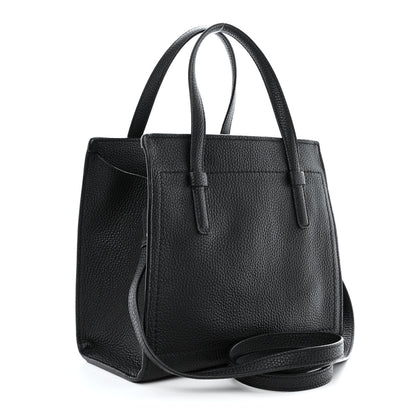 Salvatore Ferragamo Hammered Calfskin Double Handle Small Amy Tote Black 3 of 10