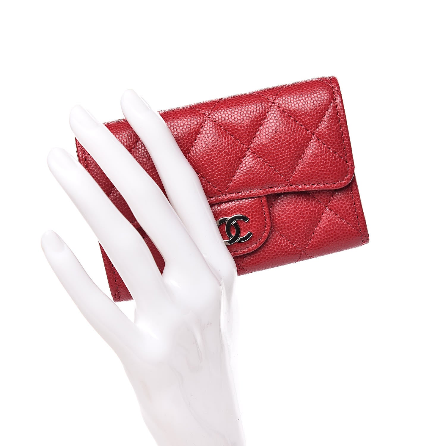 Chanel Caviar Quilted Flap Card Holder Red 2 of 9