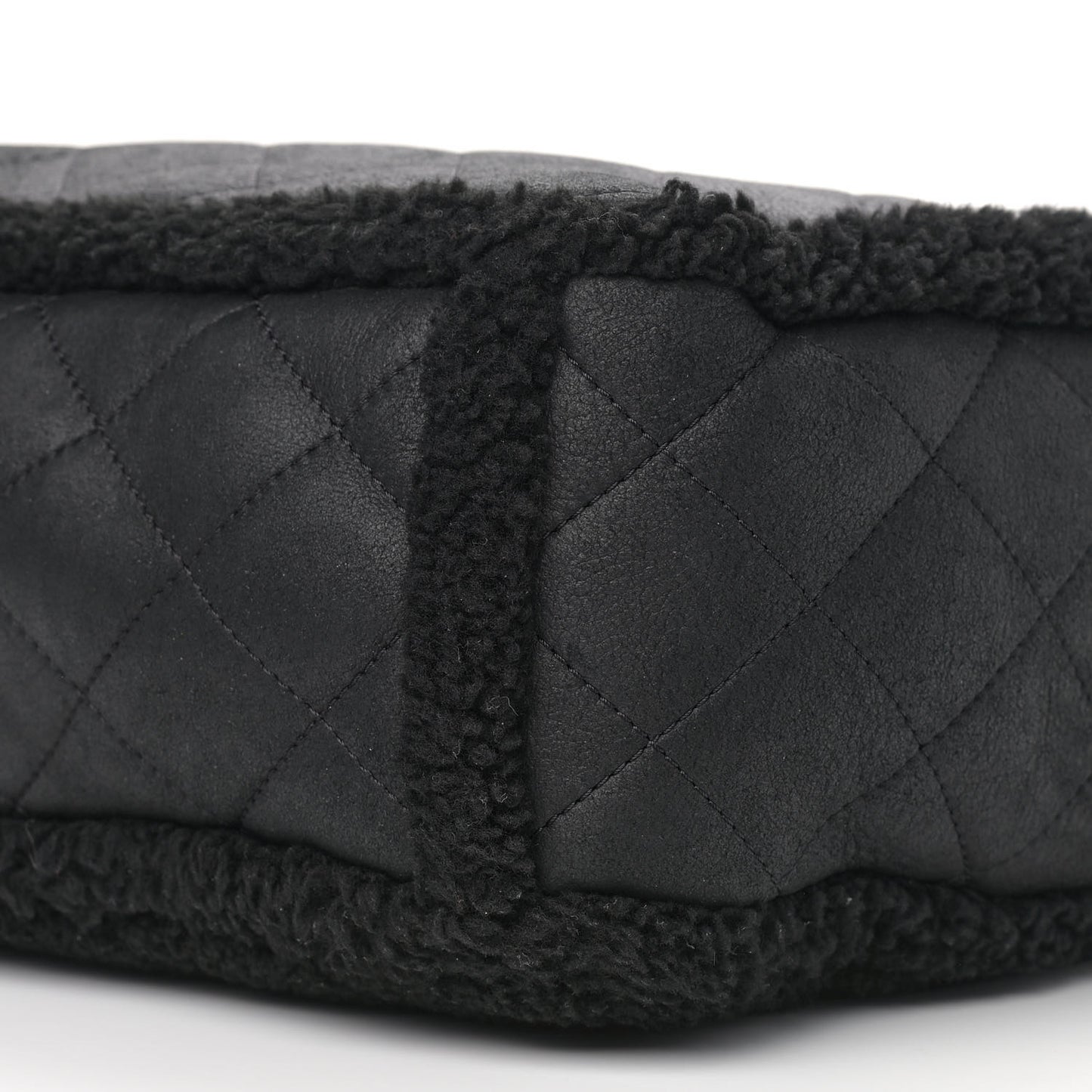 Lambskin Shearling Large Coco Neige Shopping Tote Black