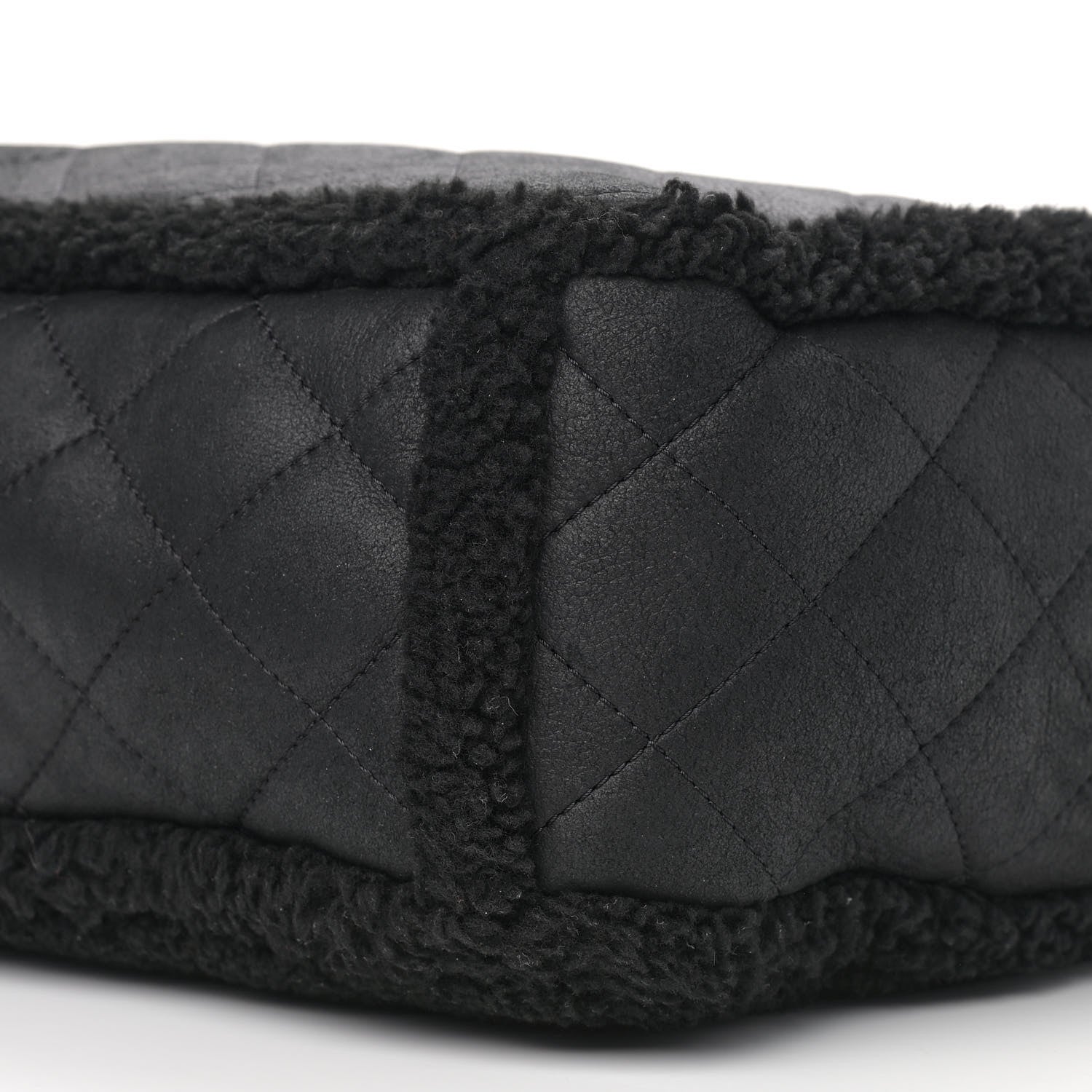 Chanel Lambskin Shearling Large Coco Neige Shopping Tote Black 9 of 10