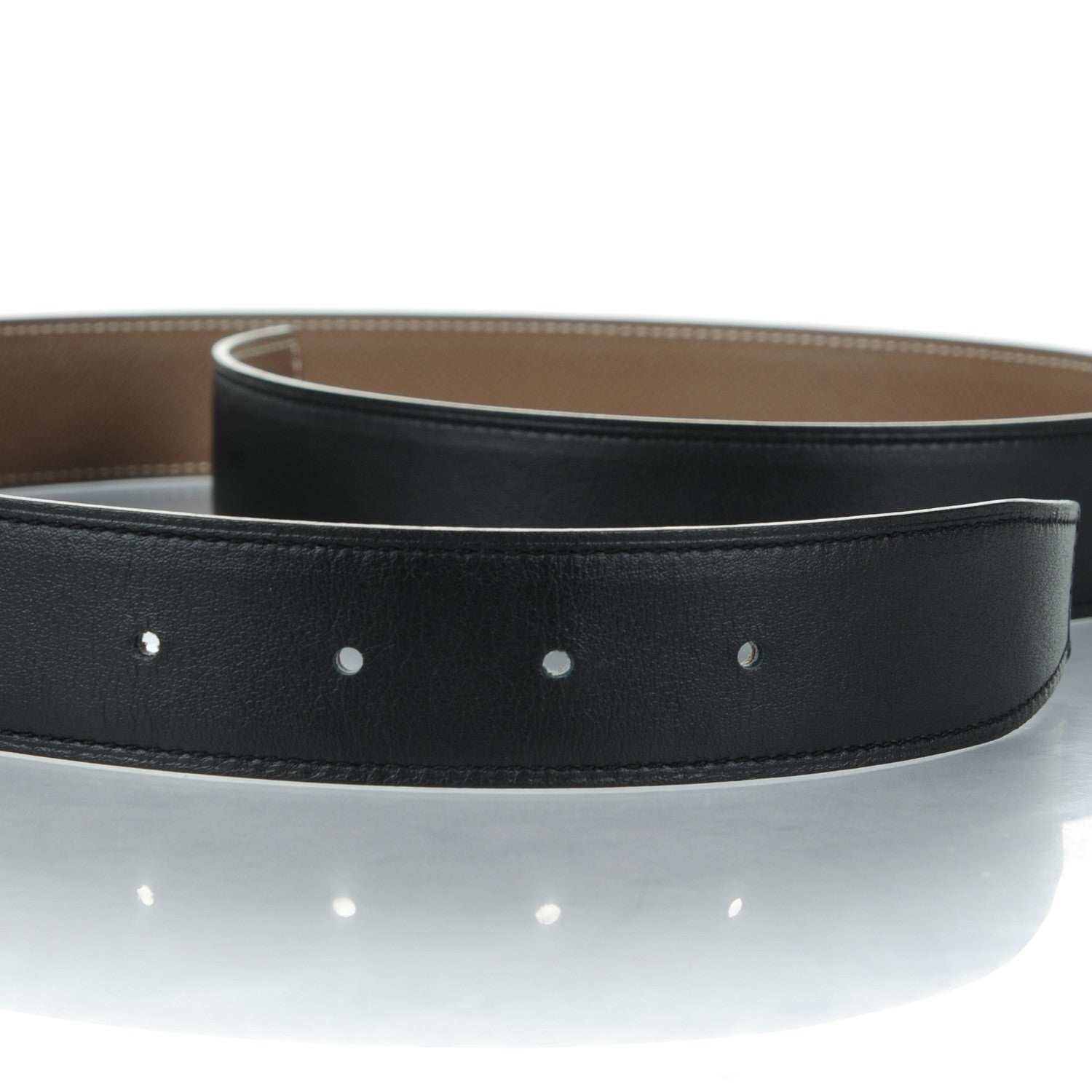 Hermes Swift Epsom 32mm Belt Strap 90 Black Etoupe 2 of 6