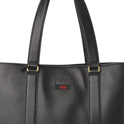Gucci Textured Dollar Calfskin Web Tote Black 11 of 11