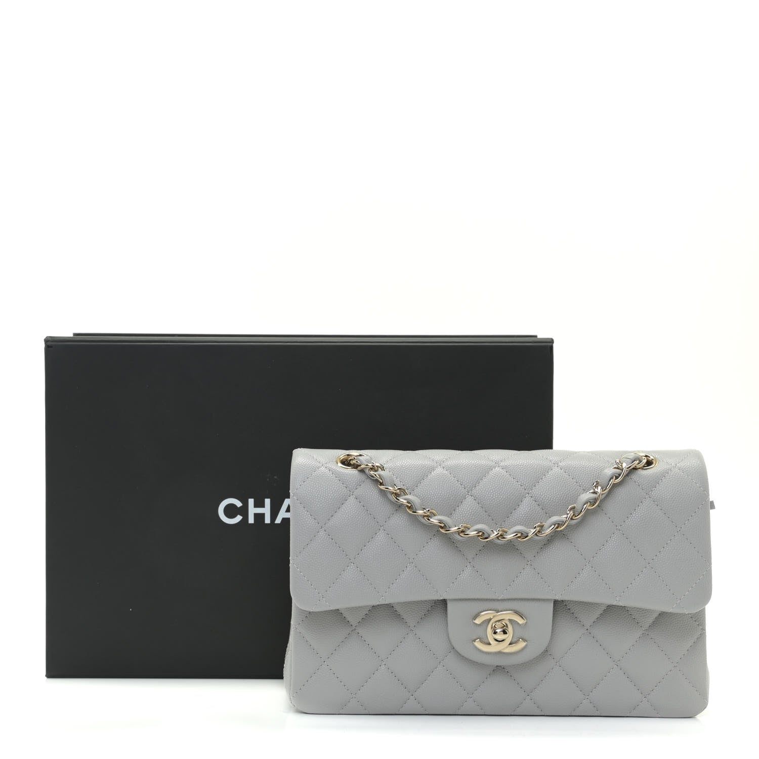 Chanel Caviar Quilted Small Double Flap Grey 11 of 11
