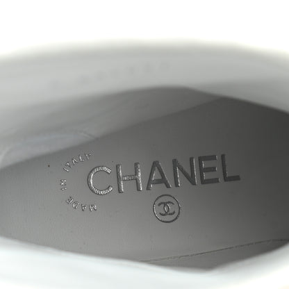 Chanel Crumpled Calfskin Quilted Cap Toe Short Boots 37.5 White Black 6 of 7