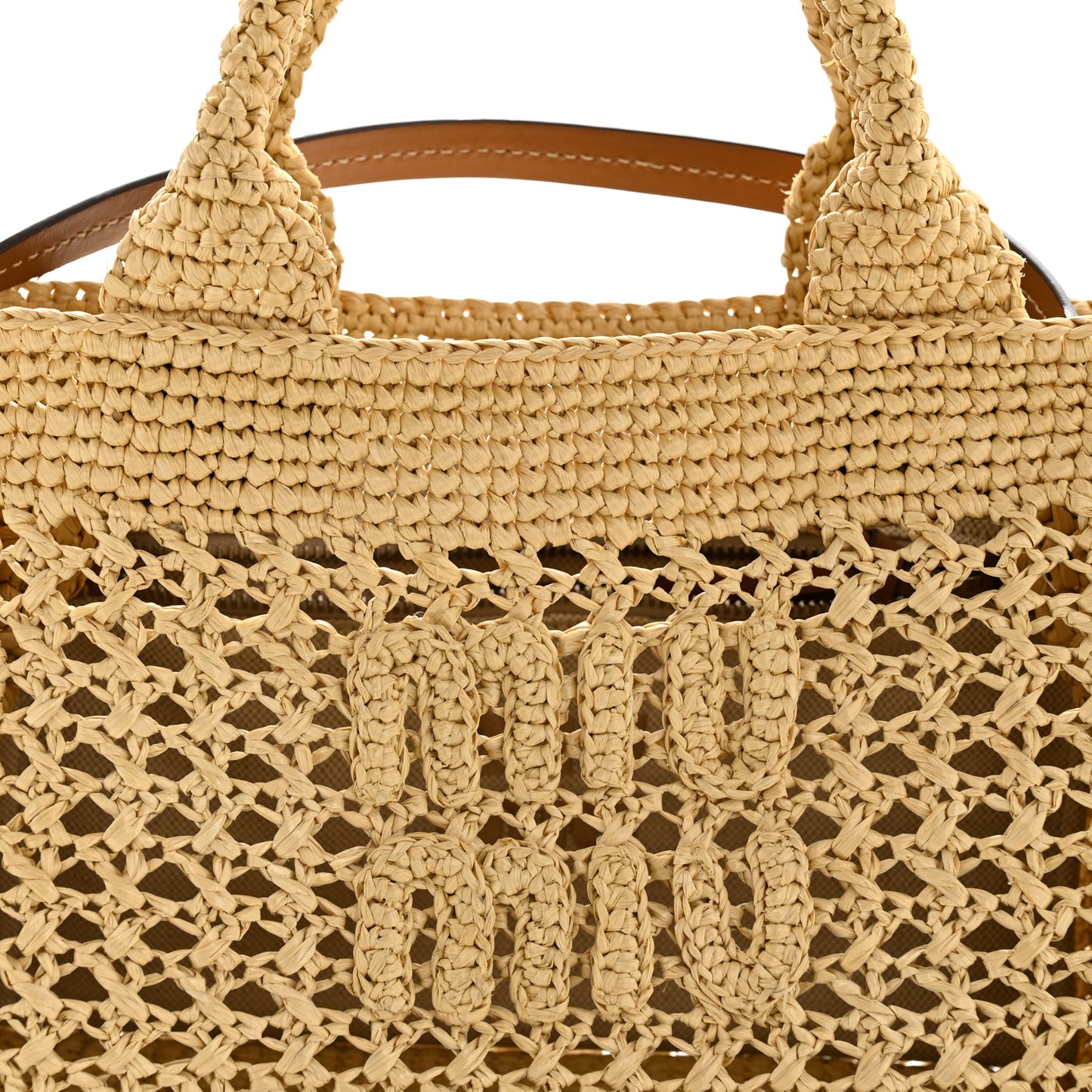 Fabric Crochet Knit Tote Beige