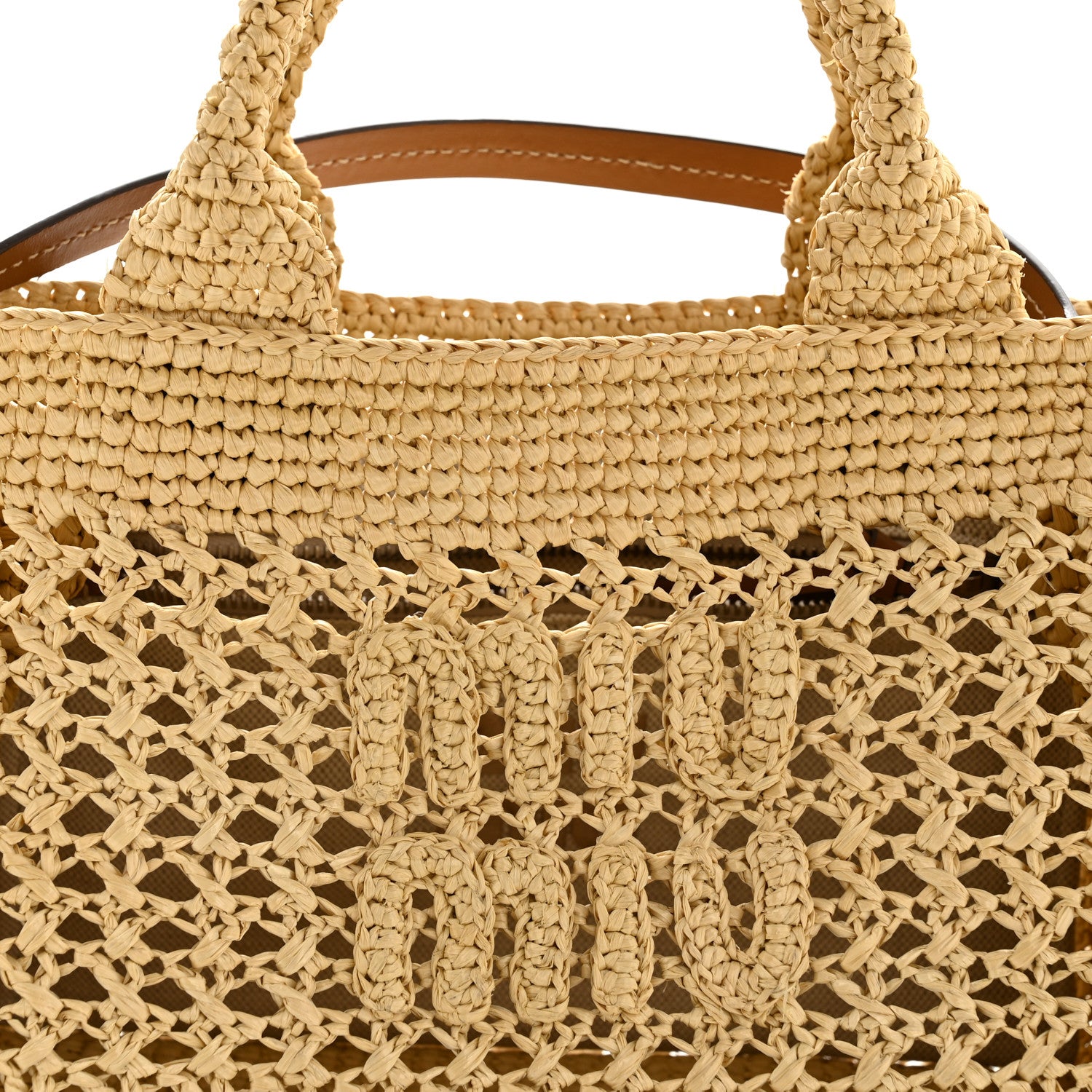 Miu Miu Fabric Crochet Knit Tote Beige 8 of 12