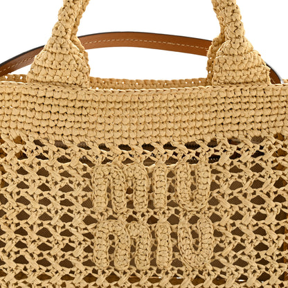 Miu Miu Fabric Crochet Knit Tote Beige 8 of 12