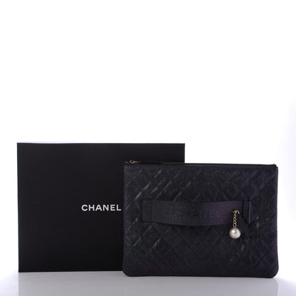 Chanel Iridescent Caviar Medium Night by the C Pouch Clutch Black 8 of 8