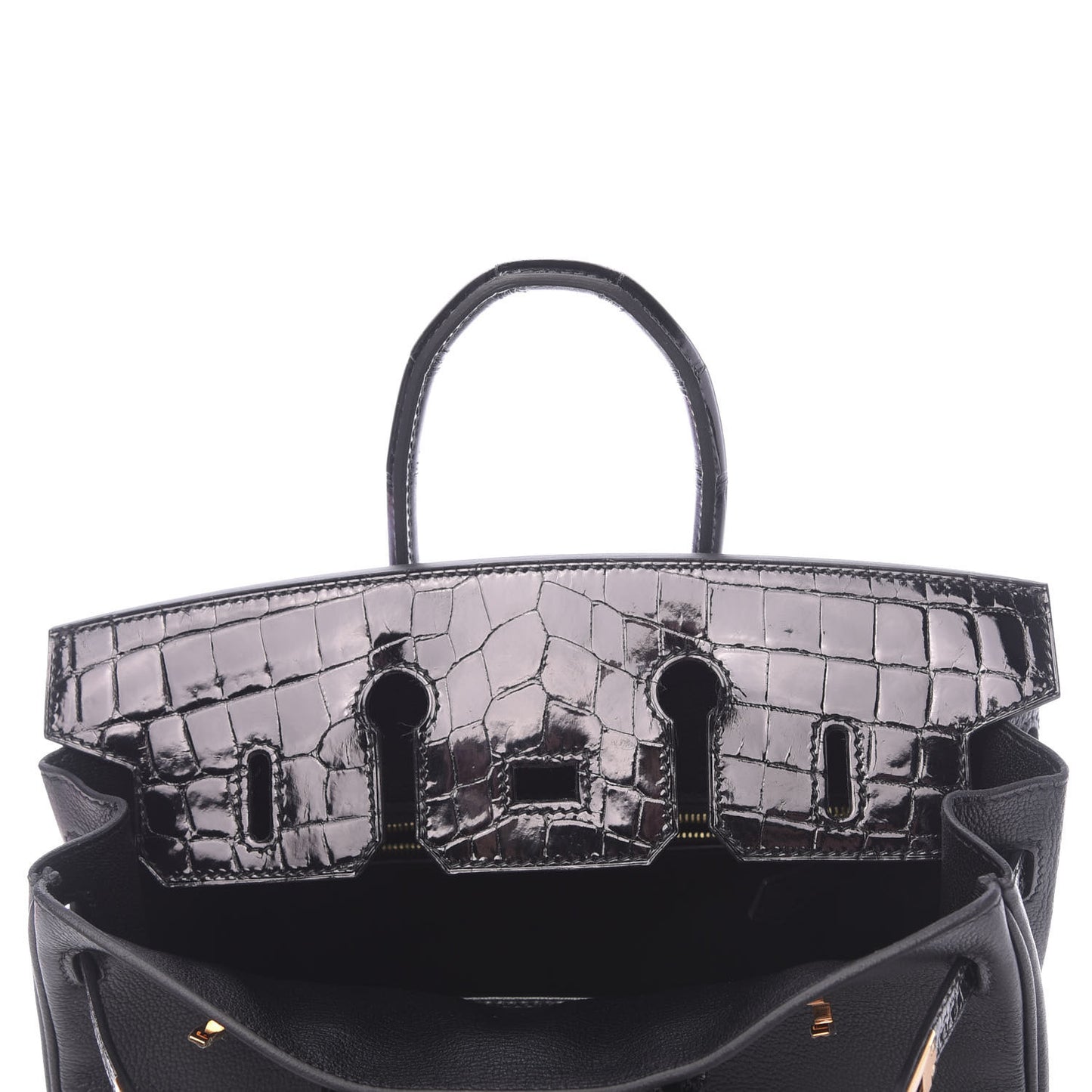 Taurillon Novillo Shiny Niloticus Crocodile Birkin Touch 25 Black