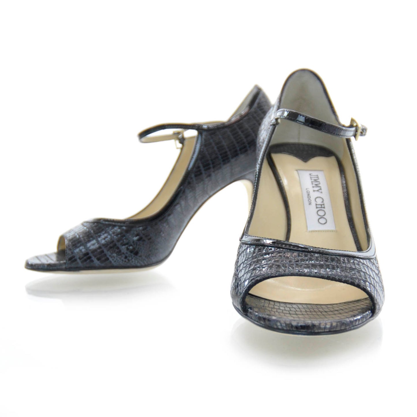 Lizard Embossed Patent Taylor Heels Anthracite 37