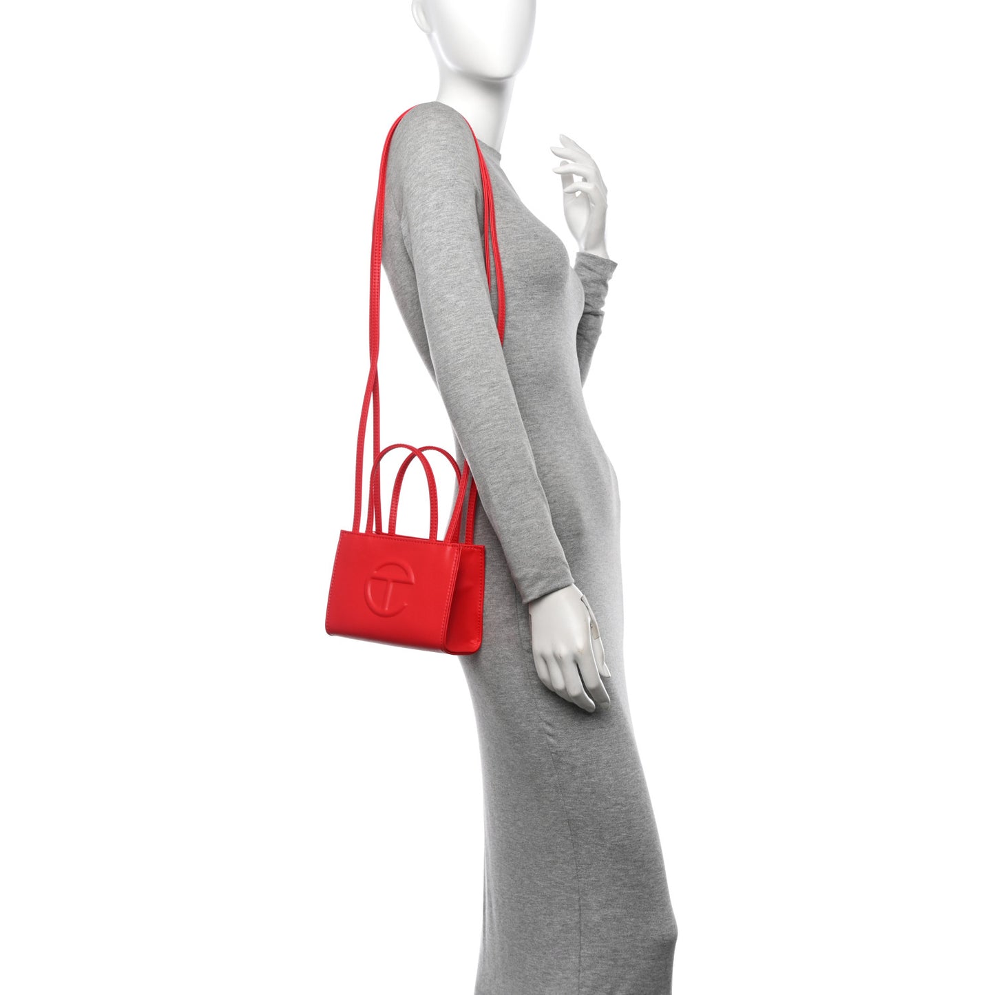 Vegan Leather Small Shopping Bag Red