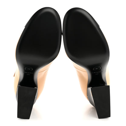Chanel Shiny Goatskin Pearls Cap Toe Open Slingback Pumps 36 Beige Black 6 of 10