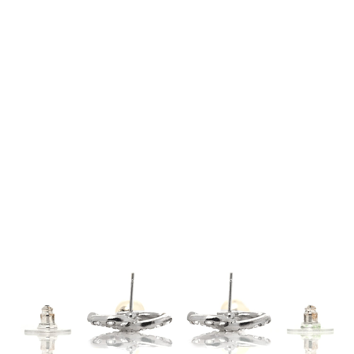 Chanel Crystal Baguette Pearl CC Drop Earrings Silver 3 of 4
