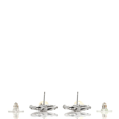 Chanel Crystal Baguette Pearl CC Drop Earrings Silver 3 of 4