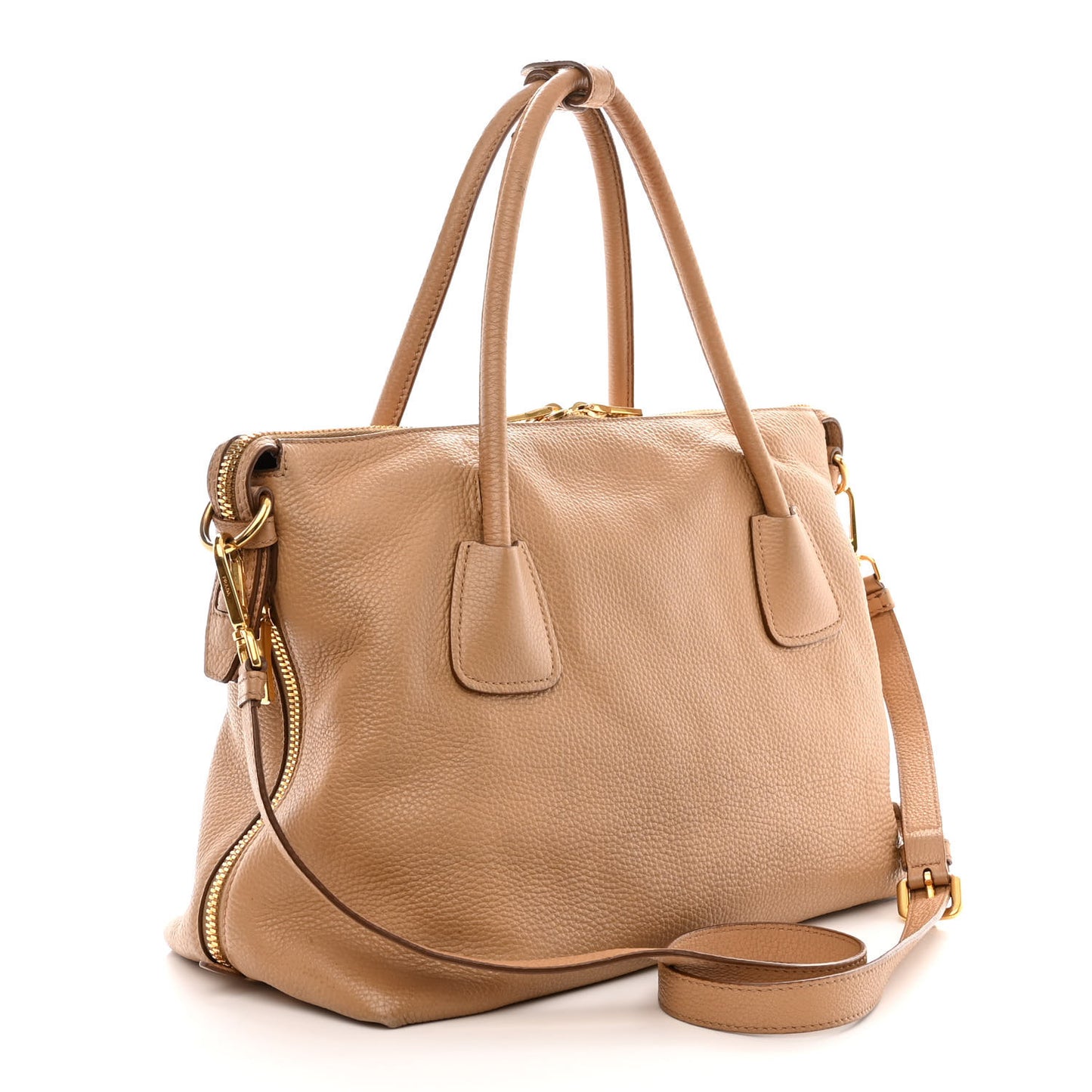 Vitello Daino Side Zip Tote Naturale