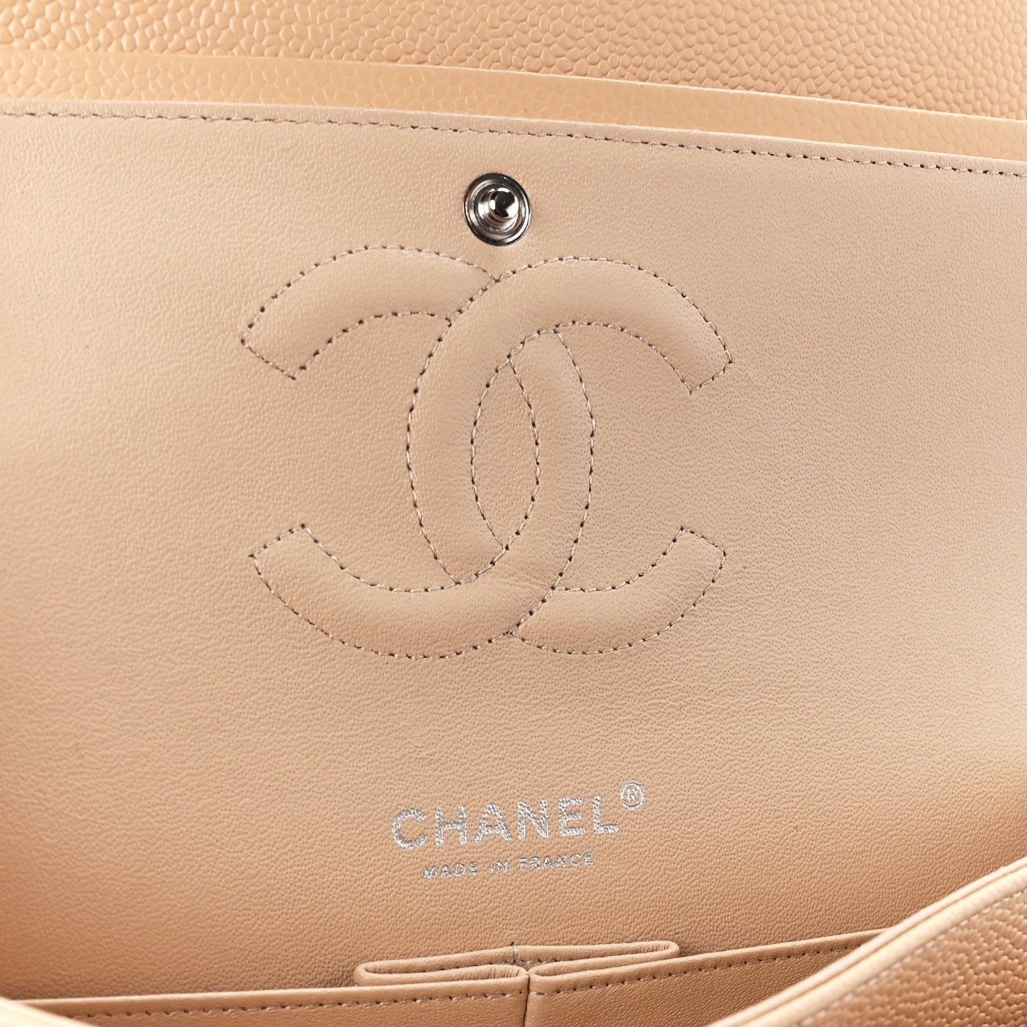 Chanel Caviar Quilted Medium Double Flap Beige Clair 6 of 11