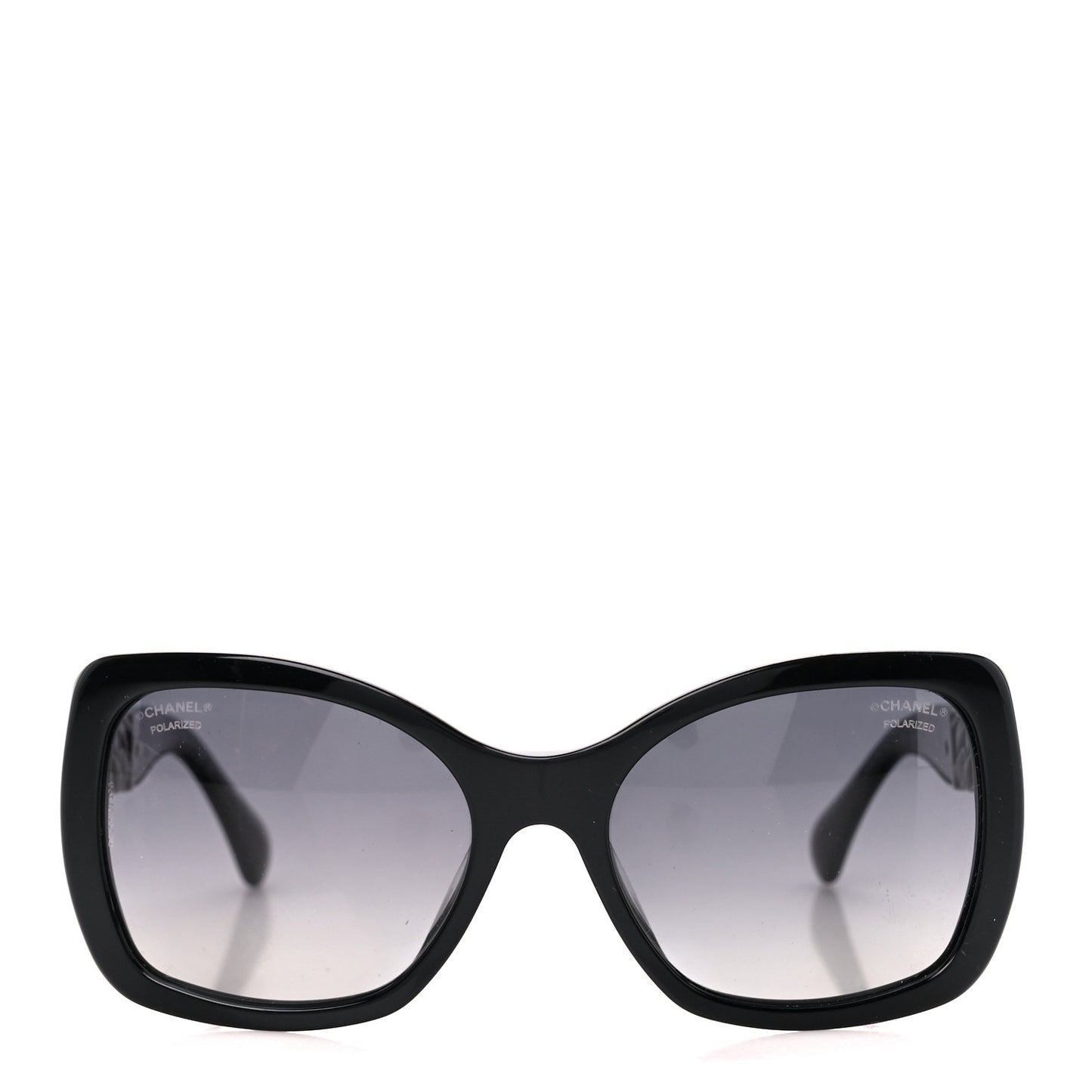 Acetate Metal Polarized Chain Square Sunglasses 5305 Black