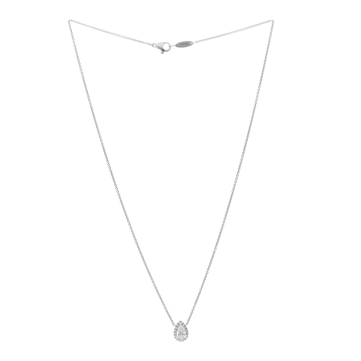 Platinum Diamond .55ct Pear Cut Micropave Pendant Necklace