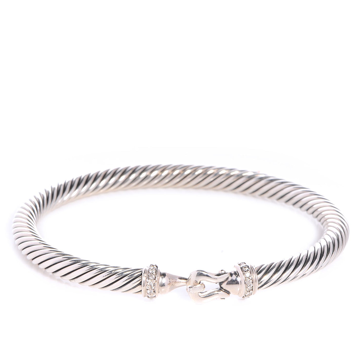 Sterling Silver Diamond 5mm Cable Buckle Bracelet