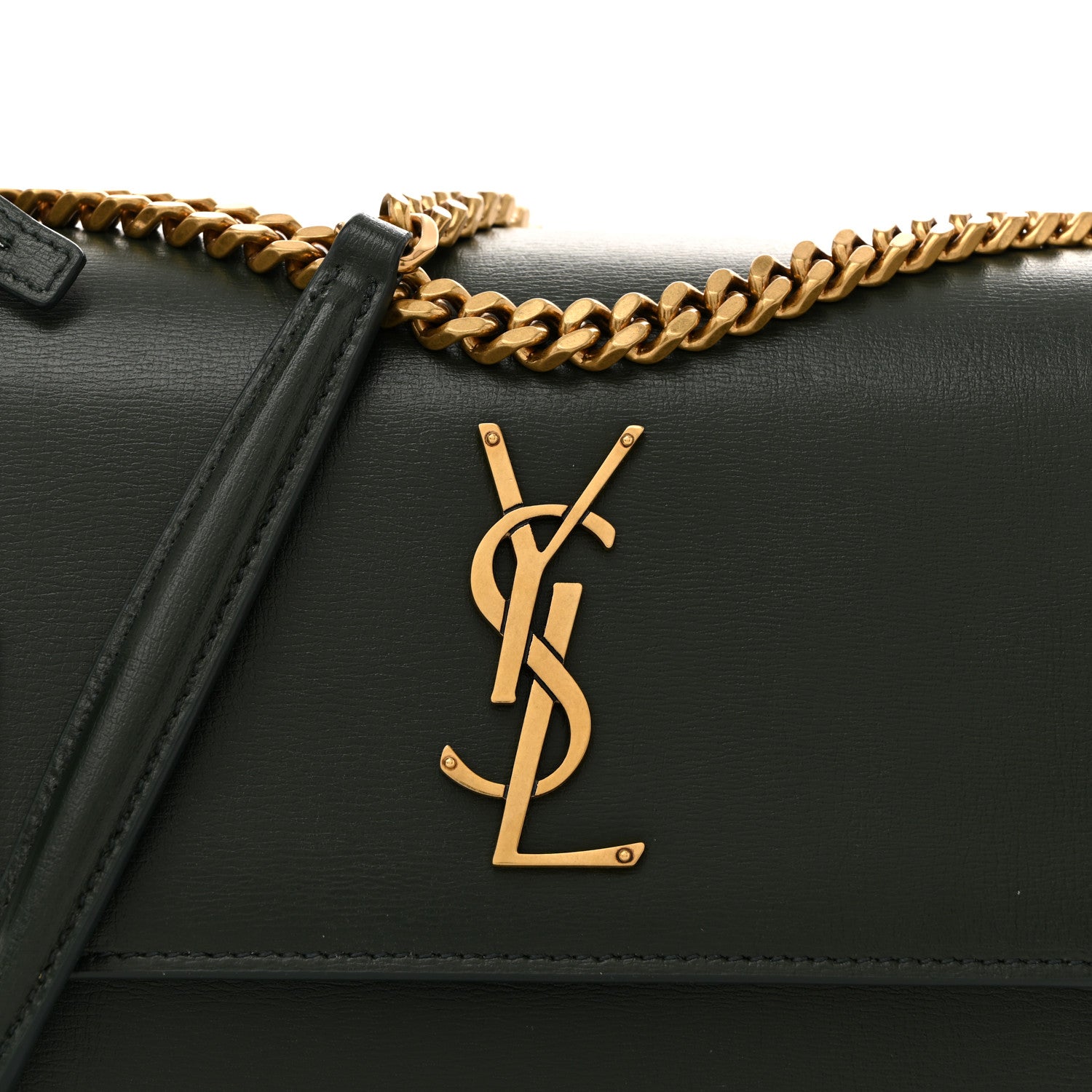 Saint Laurent Calfskin Medium Monogram Sunset Dark Green 8 of 11