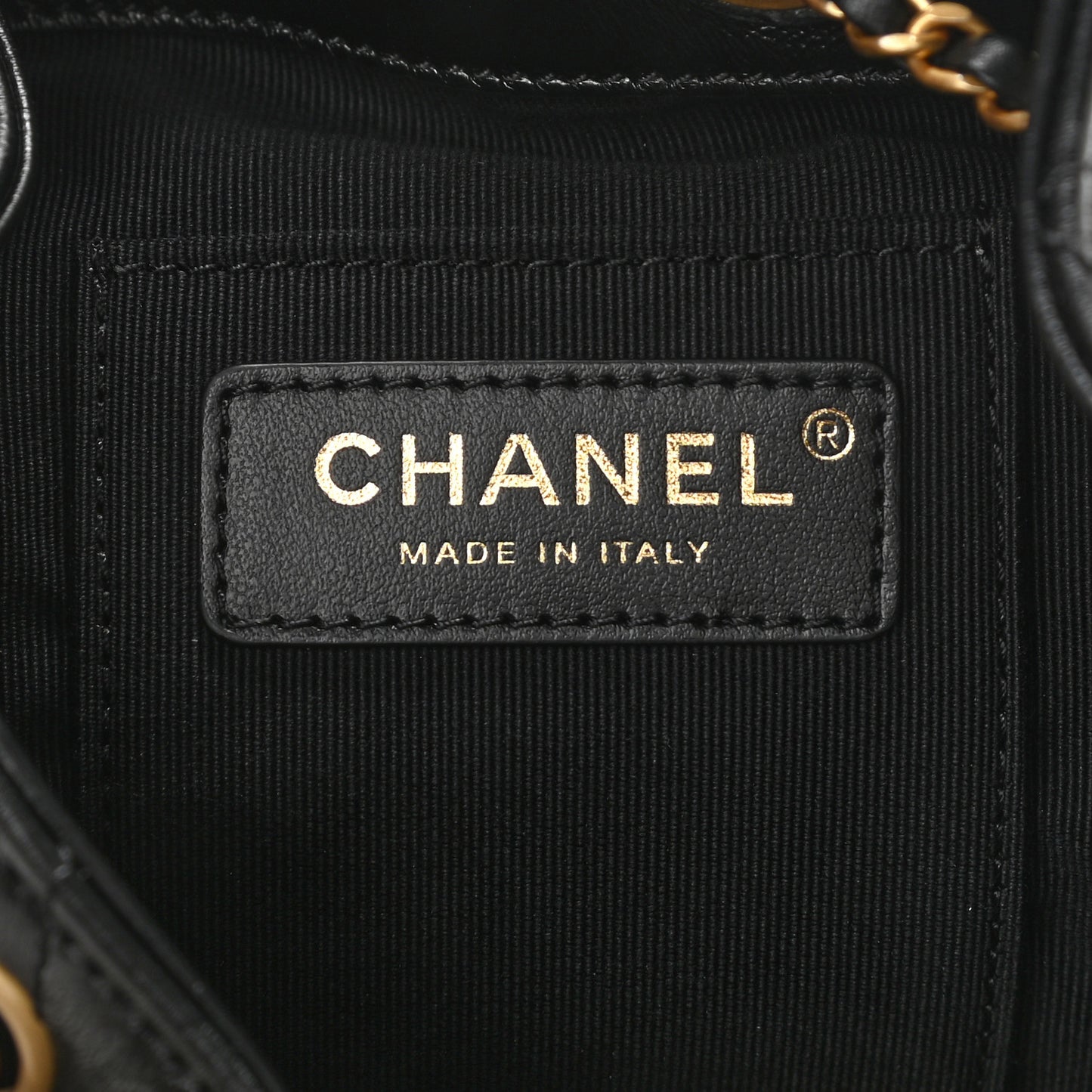 Calfskin Quilted CC Chain Bucket Backpack Black