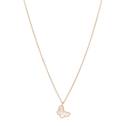 Van Cleef & Arpels 18K Yellow Gold Mother of Pearl Sweet Alhambra Butterfly Pendant Necklace 1 of 5