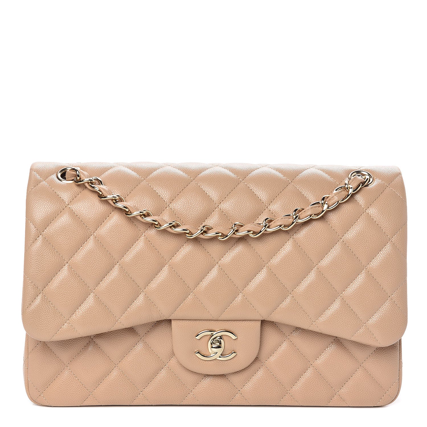 Chanel Caviar Quilted Jumbo Double Flap Beige 1 of 11