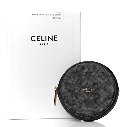 Celine Triomphe Canvas Round Zip Coin Purse 10 of 10
